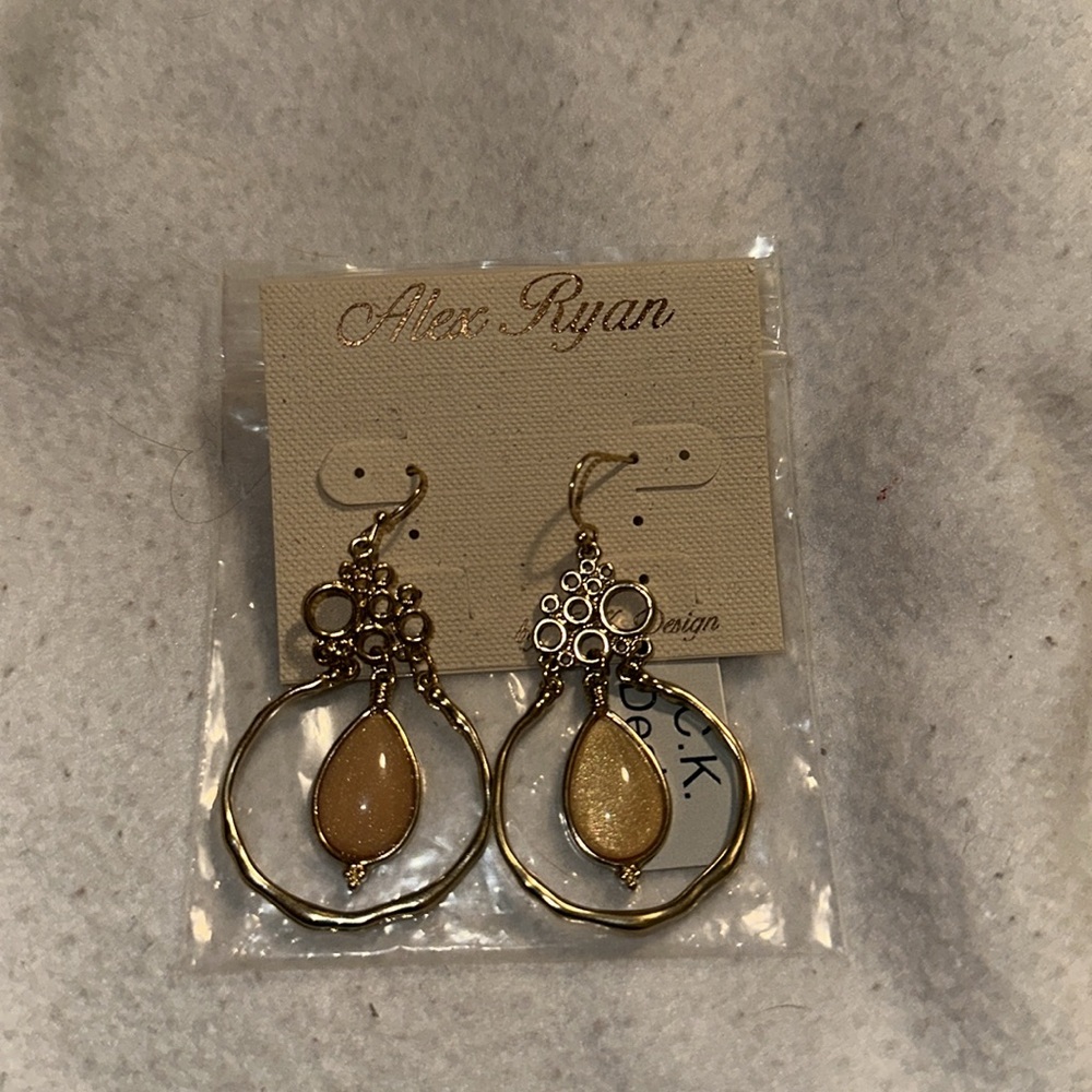 Alex Ryan Gold and Peach Teardrop Earrings